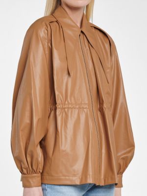 Kožená bunda z ekologickej kože Deveaux New York hnedá