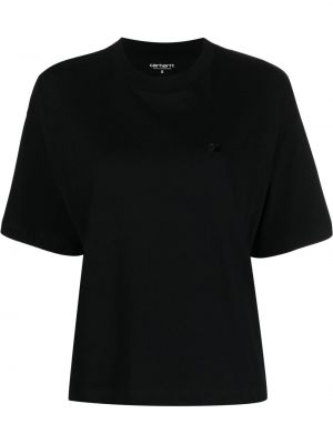 Oversize тениска бродирана Carhartt Wip черно