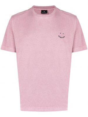 Puuvilla brodeerattu t-paita Ps Paul Smith pinkki