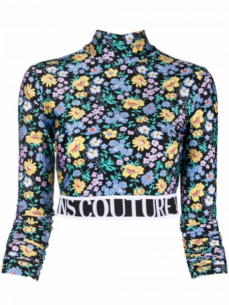 Floral crop top Versace Jeans Couture svart