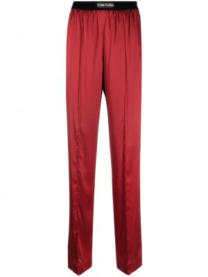 Pantaloni cu picior drept de mătase Tom Ford roșu