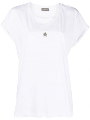 Със звездички памучна тениска Lorena Antoniazzi бяло
