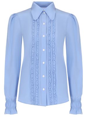 Шелковая блузка Victoria Beckham голубая