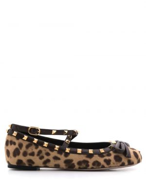Pantofi din piele cu imagine cu model leopard Valentino Garavani maro