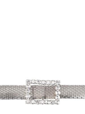 Pasek na sprzączkę z kryształkami Alessandra Rich srebrny