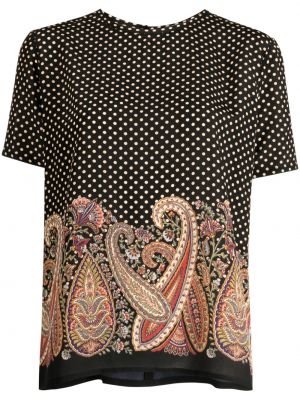 Копринена блуза с принт с пейсли десен Etro черно