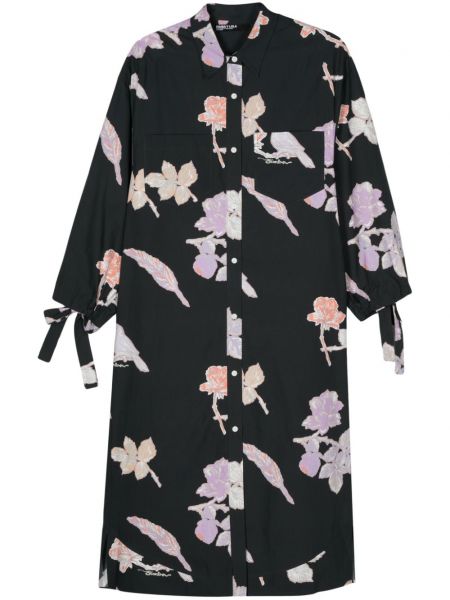 Obleka s cvetličnim vzorcem s potiskom Bimba Y Lola črna