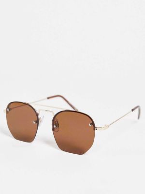 Золотые металлические солнцезащитные очки-авиаторы River Island