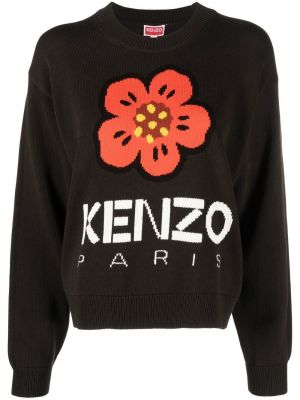 Пуловер на цветя Kenzo черно