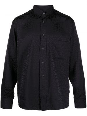 Košeľa s potlačou s leopardím vzorom Tom Ford čierna