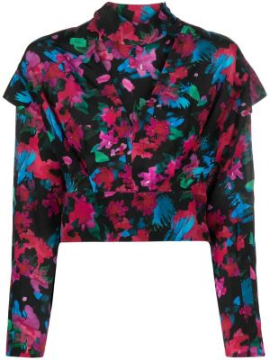 Bluză de mătase cu model floral cu imagine Iro negru
