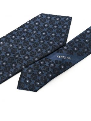 Žakardinis šilkinis kaklaraištis Zegna mėlyna