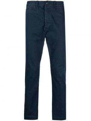 Halszálkás pamut slim fit egyenes szárú nadrág Ralph Lauren Rrl kék
