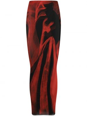 Макси пола с принт с абстрактен десен Louisa Ballou червено