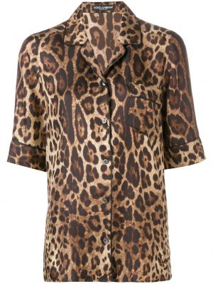 Chemise à imprimé à imprimé léopard Dolce & Gabbana marron