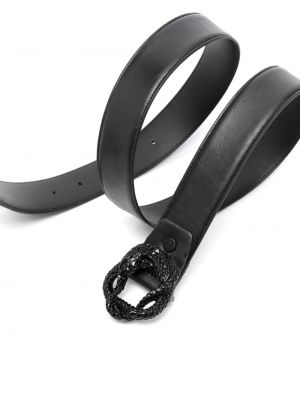 Kožený pásek s přezkou s hadím vzorem Just Cavalli černý