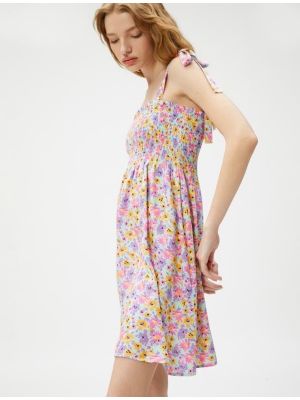 Mini obleka iz viskoze s cvetličnim vzorcem Koton