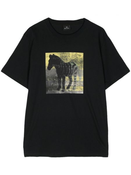 Kokvilnas t-krekls ar apdruku ar zebras rakstu Ps Paul Smith zils