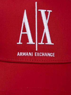 Czapka z daszkiem bawełniana Armani Exchange czerwona