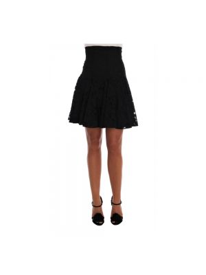 Mini spódniczka koronkowa w kwiatki Dolce And Gabbana czarna