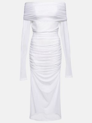 Платье с открытыми плечами из тюля Dolce&gabbana белый