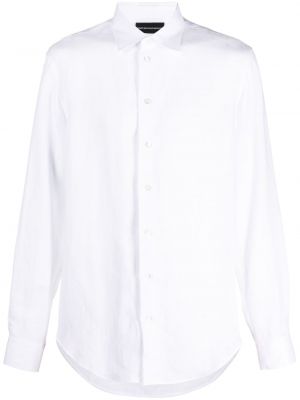 Chemise en lin avec manches longues Emporio Armani blanc