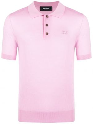 Volnena polo majica z vezenjem Dsquared2 roza