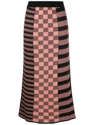 Kostkované viskózové pletená sukně s vysokým pasem Nk - černá