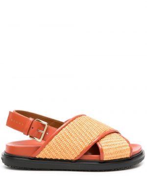 Kožené sandály Marni oranžové