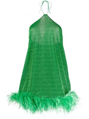 Suknele kokteiline su plunksnomis Oséree žalia