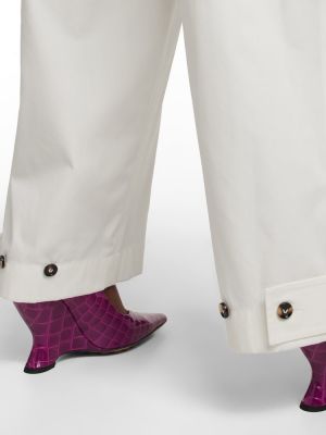 Relaxed прав панталон с висока талия Bottega Veneta бяло