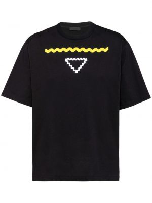 T-shirt aus baumwoll mit print Prada schwarz