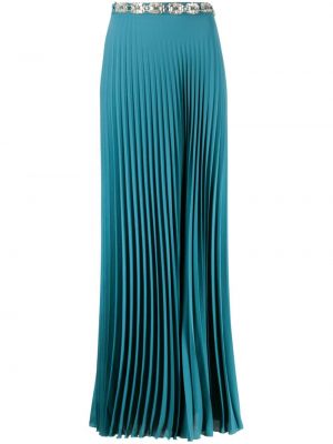 Długa spódnica plisowana z kryształkami Elisabetta Franchi zielona