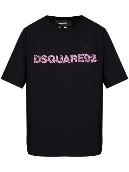 Işlemeli tişört Dsquared2 siyah