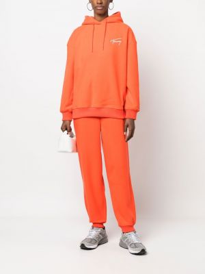 Siuvinėtas džemperis su gobtuvu Tommy Jeans oranžinė