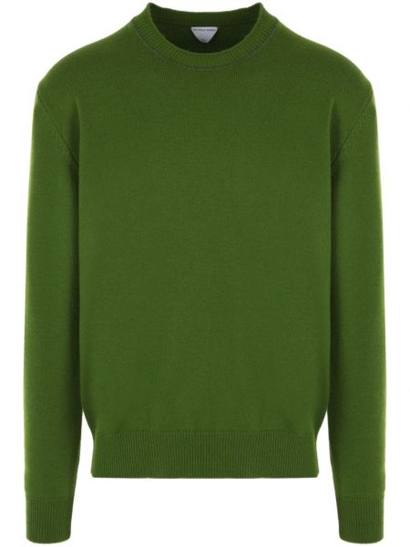 Pleten pulover z okroglim izrezom Bottega Veneta zelena