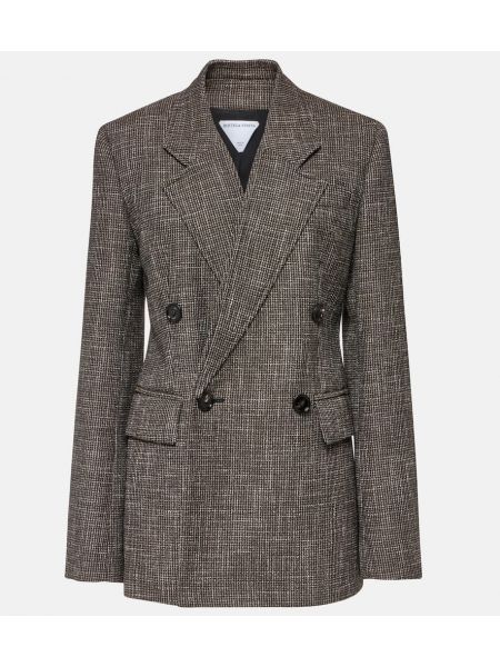 Pamuk yün kruvaze blazer Bottega Veneta siyah