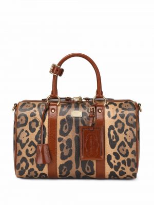 Kožená nákupná taška s potlačou s leopardím vzorom Dolce & Gabbana