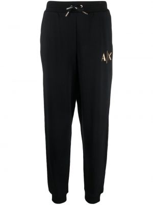 Pantaloni sport din bumbac cu imagine Armani Exchange negru