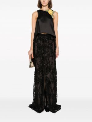 Drapované krajkové dlouhá sukně Gemy Maalouf černé