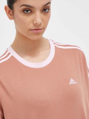 Bavlněné tričko Adidas hnědé
