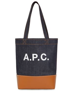 Кожени шопинг чанта A.p.c. синьо