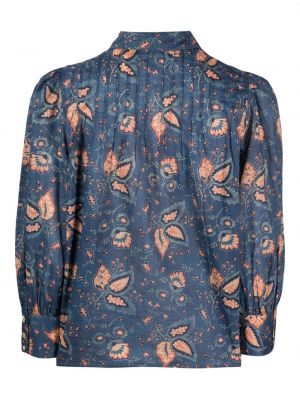 Koszula bawełniana w kwiatki z nadrukiem Ralph Lauren Rrl niebieska