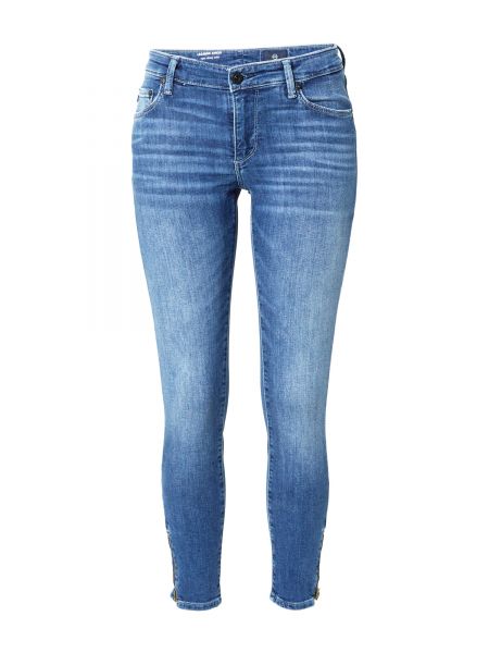 Bavlnené džínsy s vysokým pásom na zips Ag Jeans - modrá