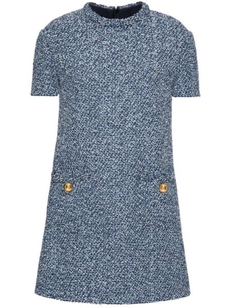 Mini robe avec manches courtes en tweed Valentino Garavani bleu