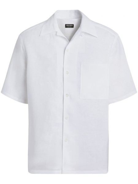 Lněná košile Zegna bílá