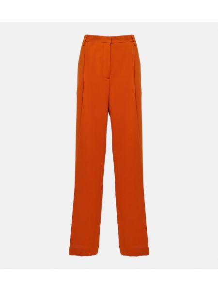 Прямые брюки с высокой талией из крепа Dries Van Noten оранжевые