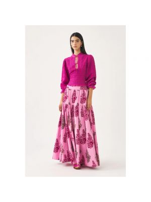 Długa spódnica z nadrukiem Antik Batik różowa