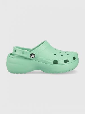 Crocs klapki CLASSIC PLATFORM CLOG WOMEN damskie kolor turkusowy na platformie 206750