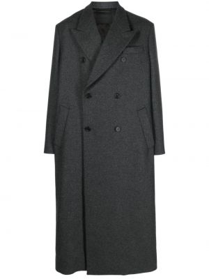 Kašmírový vlněný kabát Prada šedý